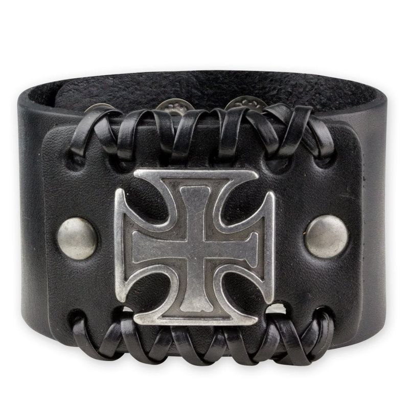 Iron cross leather bracelet