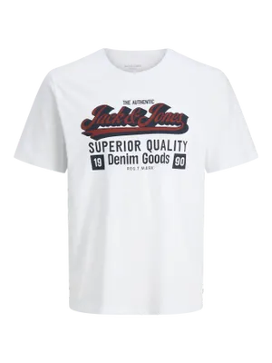 Vit T-shirt med tryck herr plus size – Jack & Jones