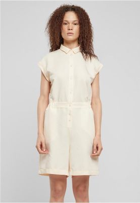 Short sleeve jumpsuit with shirt collar