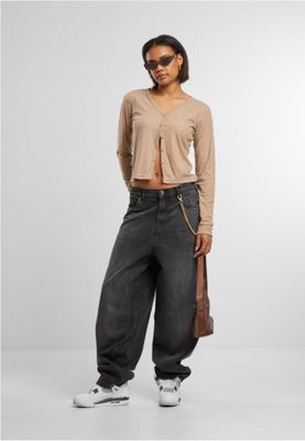 Women's ribbed cardigan with button closure