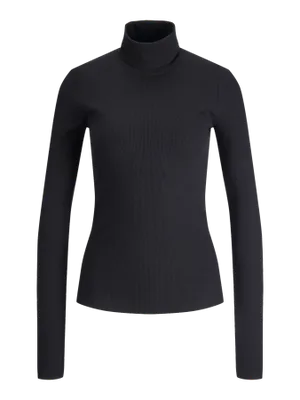 Svart ribbad turtleneck top