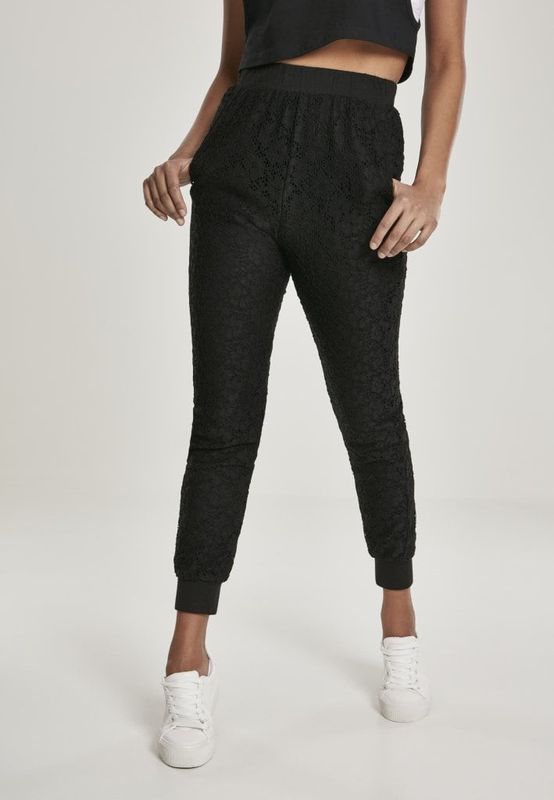 Black jogging trousers with lace lady