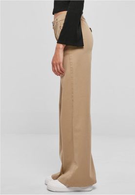 Ladies High Waist Wide Leg Chino Pants