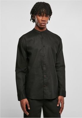 Cotton Linen Stand Up Collar Shir