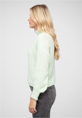 Mint pullover med opretstående krave og V-udskæring