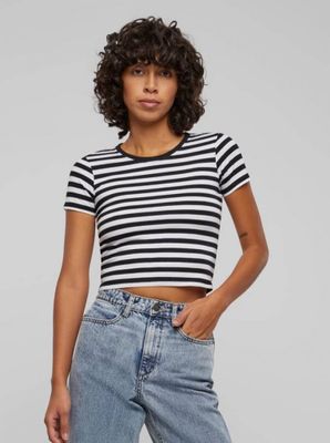 Women's short striped T-shirt