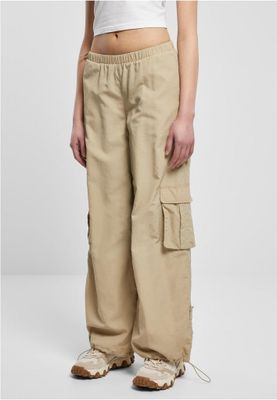 Wide nylon cargo pants for women