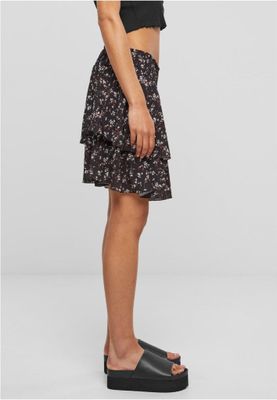 Short flounce skirt with floral pattern