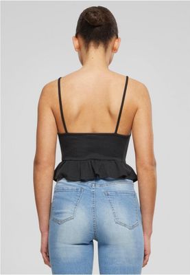 Spaghetti-strap peplum top with tie