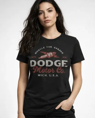 Dodge Motor Co T-shirt dam i svart