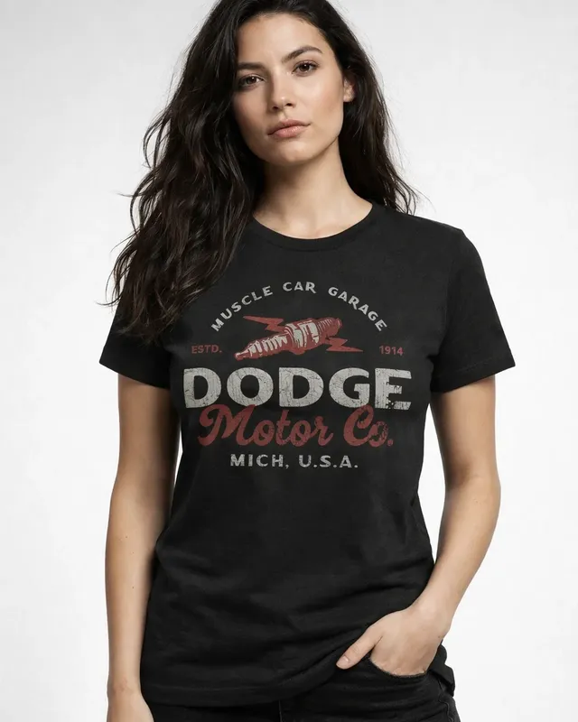 Dodge Motor Co T-shirt dam i svart