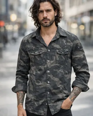 Slimfit camo shirt