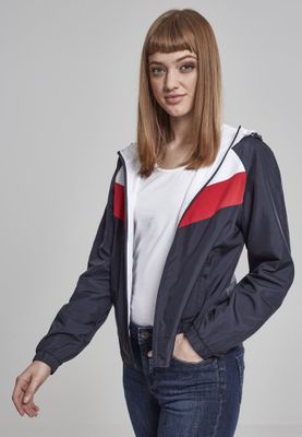 Three-color windbreaker with hood lady