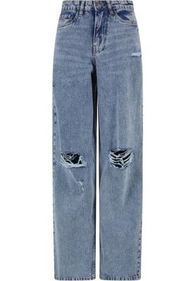 Ladies Distressed 90's Wide Leg Denim Pants