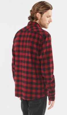 Red herringbone flannel shirt men