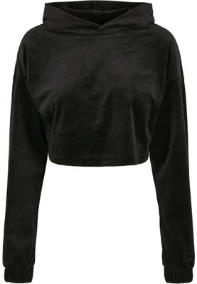 Ladies Cropped Velvet Oversized Hoody