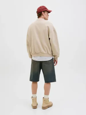Tvättade blå denimshorts herr med overdye-effekt