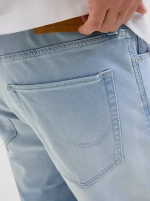 Ljusblå jeansshorts herr – regular fit med stretch