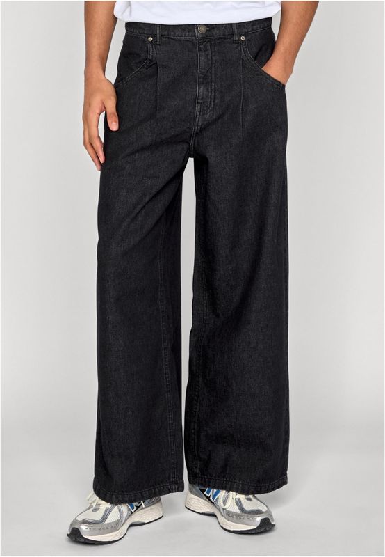 Jeans Pleated Jeans för herr – svart tvättad