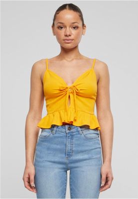Spaghetti-strap peplum top with tie