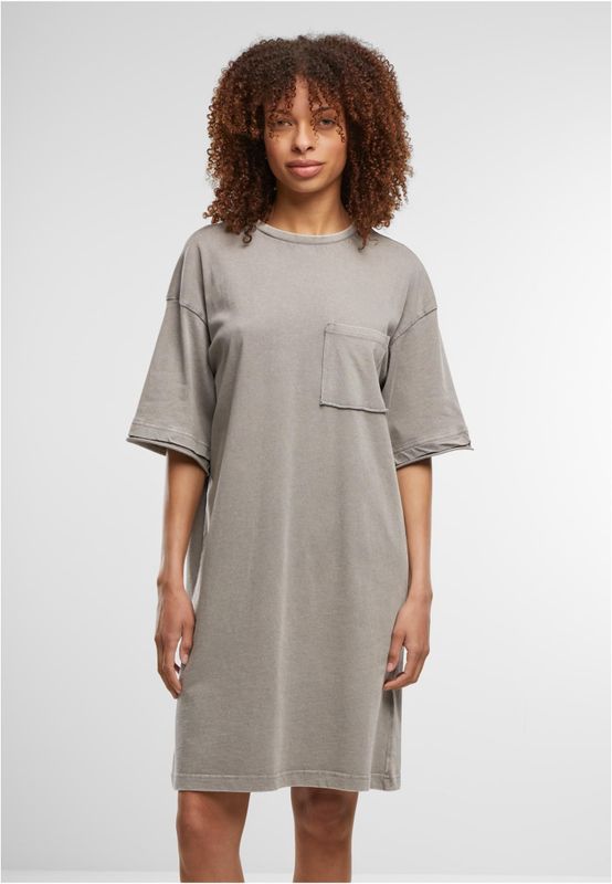 Tvättad T-Shirtklänning med Fickor