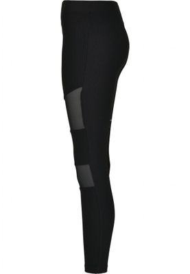 Black leggings in ribbed fabric