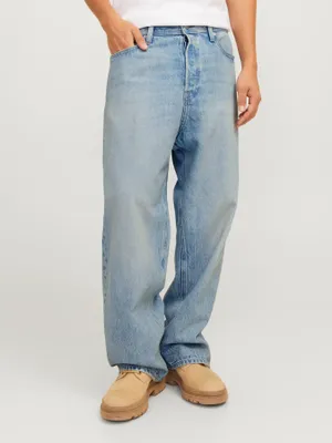 Ljusblå tvättade baggy fit jeans - ALEX