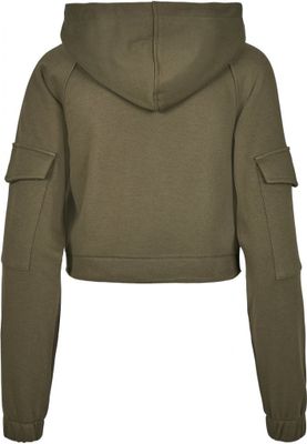 Short hoodie with arm pocket lady