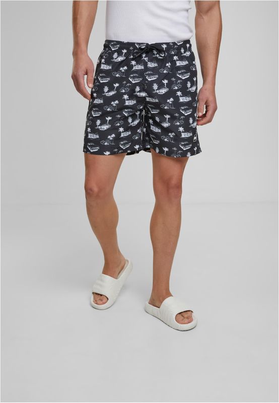 Pattern Swim Shorts Black/White