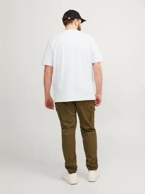 Vit plus size T-shirt herr med broderi – Jack & Jones
