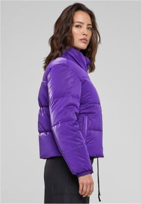 Glossy puffer jacket lady shark skin