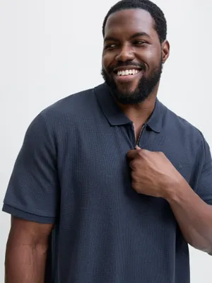 Mörkblå piké med dragkedja – Jack & Jones Plus Size