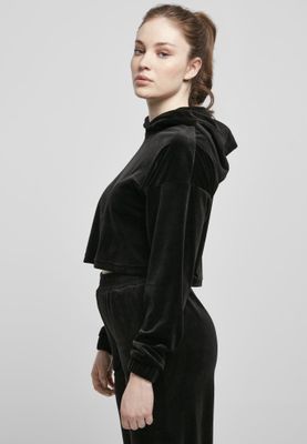 Ladies Cropped Velvet Oversized Hoody