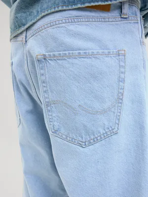 Stentvättade jeansshorts – hög midja ljusblå