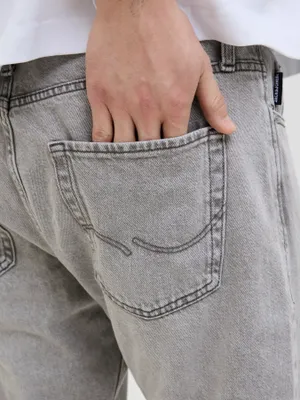 Avslappnade Jeans Herr – CHRIS Grå Denim hög midja