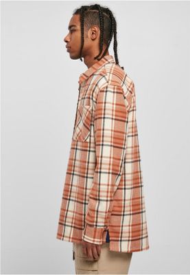 Long Oversized Checked Leaves Shirt