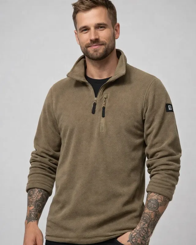 Brandit Fleece Troyer fleecetröja herr – olivgrön