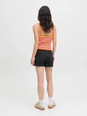 Plisserad Högmidjad jeansshorts