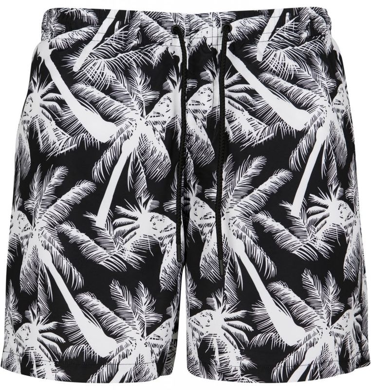 Black swim shorts with white palms mens