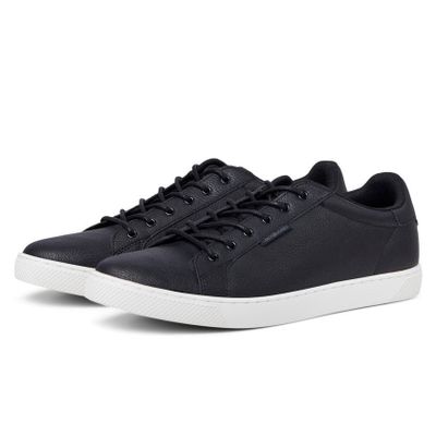 Black leather-like sneakers