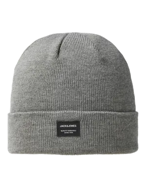Gråmelerad ribbstickad mössa Jack & Jones
