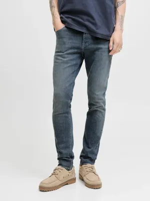 Mörka stentvättade slim fit jeans - GLENN