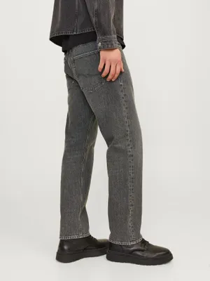 Mörkgrå stentvättade jeans herr - CHRIS