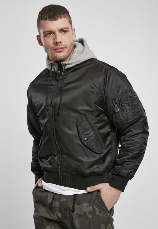 MA1 bomber jakke med hætte black/grey