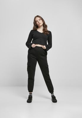 Ladies Cropped Rib Cardigan
