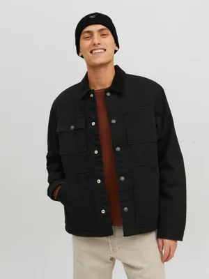 Svart ribbstickad mössa Jack & Jones
