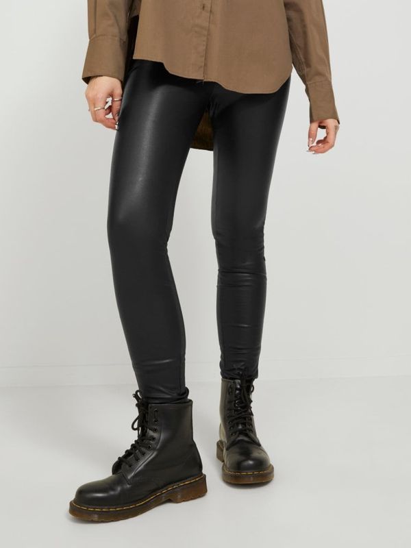 High Waist Slim Fit Läderleggings
