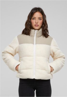 Short sherpa mix puffer jacket lady