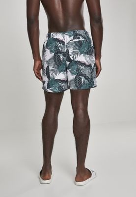 White swim shorts with palm leaves mens