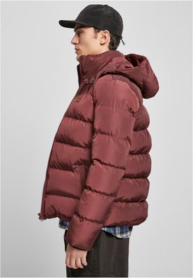 Logotyp bröst Hooded Puffer Jacket för herr – cherry